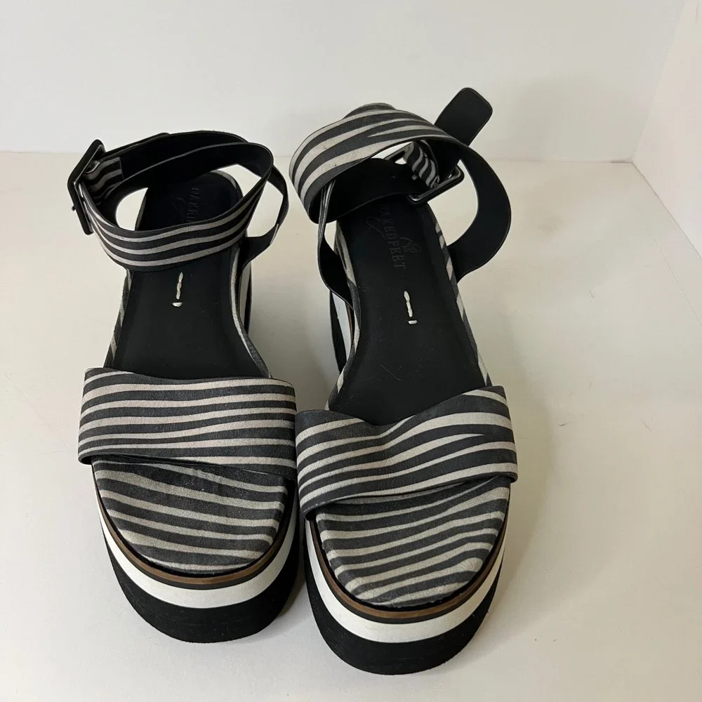 Womens Naked Feet Altezza Foam Leather‎ Zebra Chunk Platform Strappy Sandals  7